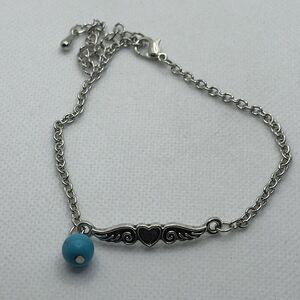 Brand New!! Heart, angel wing and bead bracelet